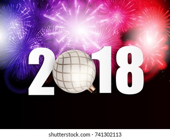 2018 New Year Background with Christmas Ball. Vector Illustration EPS10