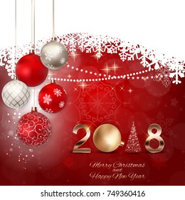 2018 New Year Background with Christmas Ball. Vector Illustration EPS10