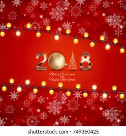 2018 New Year Background with Christmas Ball. Vector Illustration EPS10