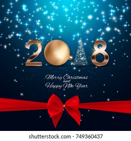 2018 New Year Background with Christmas Ball. Vector Illustration EPS10
