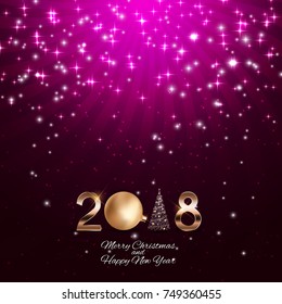 2018 New Year Background with Christmas Ball. Vector Illustration EPS10