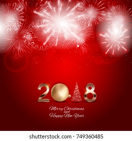 2018 New Year Background with Christmas Ball. Vector Illustration EPS10