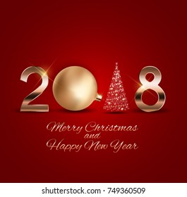 2018 New Year Background with Christmas Ball. Vector Illustration EPS10