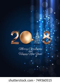 2018 New Year Background with Christmas Ball. Vector Illustration EPS10