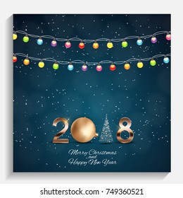 2018 New Year Background with Christmas Ball. Vector Illustration EPS10