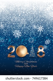 2018 New Year Background with Christmas Ball. Vector Illustration EPS10