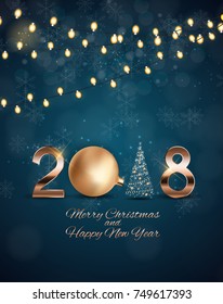 2018 New Year Background with Christmas Ball. Vector Illustration EPS10