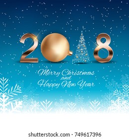 2018 New Year Background with Christmas Ball. Vector Illustration EPS10