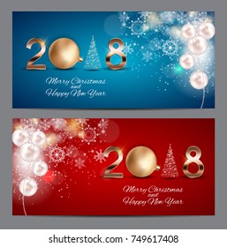 2018 New Year Background with Christmas Ball. Vector Illustration EPS10