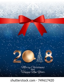 2018 New Year Background with Christmas Ball. Vector Illustration EPS10