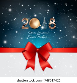 2018 New Year Background with Christmas Ball. Vector Illustration EPS10