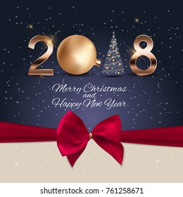 2018 New Year Background with Christmas Ball. Vector Illustration EPS10
