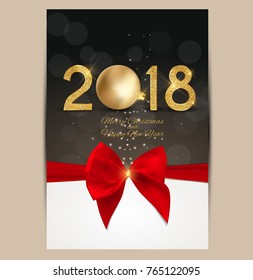 2018 New Year Background with Christmas Ball. Vector Illustration EPS10