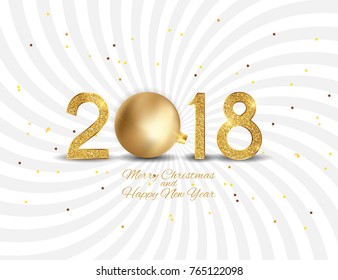 2018 New Year Background with Christmas Ball. Vector Illustration EPS10