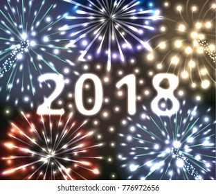 2018 New Year background with fireworks