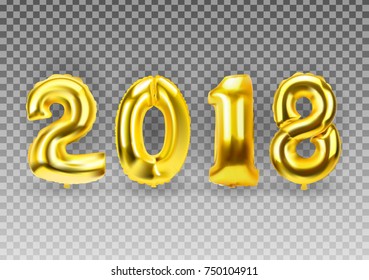 2018 New Year Background with Golden Balloon. Vector Illustration EPS10