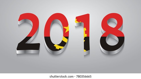2018 New Year background with national flag of Angola 