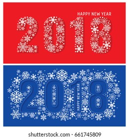 2018 new year banners with snowflakes. Vector illustration.