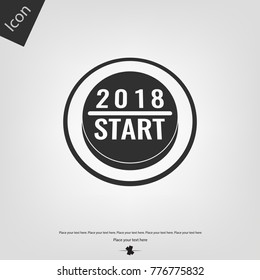 2018 new year button icon
