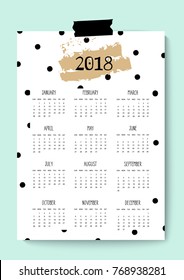 2018 new year calendar design. Vector.