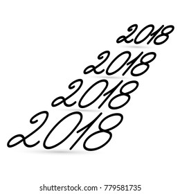 2018 New Year calligraphy phrase set. Handwritten modern lettering.