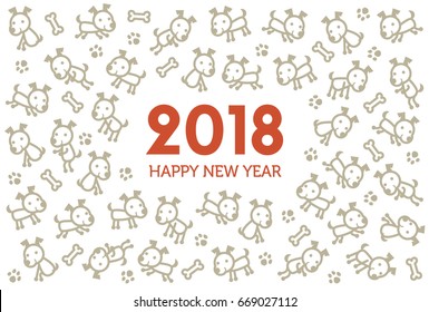 2018 New year card with cute dogs