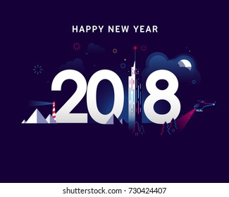 2018 New Year Celebration Fresh Illustration night theme