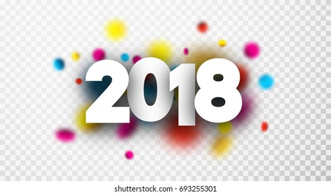 2018 neues Jahr Schachbrettmuster Hintergrund mit unscharfem Konfetti. Vektorgrafik.