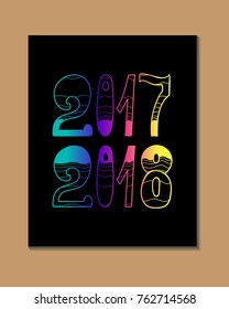 2018 - New Year and Christmas decoration element made in vector. Perfect design element for a New Year card. Drawn in sketch.