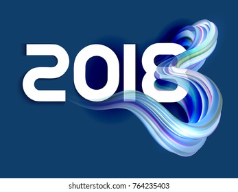 2018 New Year colorful abstract background design element for flyers, postcards and posters. Vector illustration