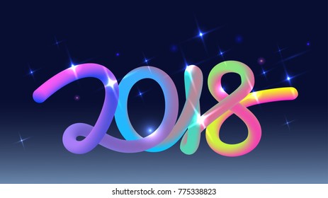 2018 New Year colors lettering for poster design 