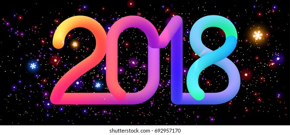 2018 New Year cosmic design | Retro futurism style