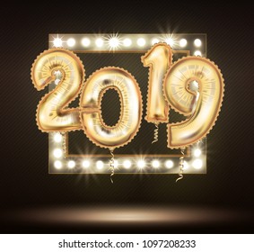 the 2018 New Year Count Symbol Balloon Greeting Card, vector