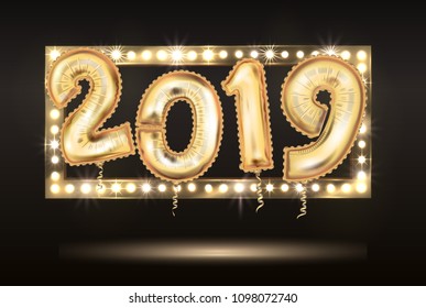 the 2018 New Year Count Symbol Balloon Greeting Card, vector