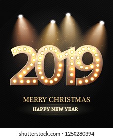 the 2018 New Year Count Symbol with Spotlights, vector