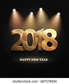 the 2018 New Year Count Symbol with Spotlights, vector