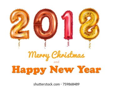 the 2018 New Year Count Symbol Balloon Greeting Card, vector 