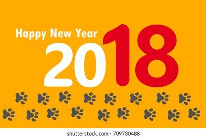 2018 New Year creative background design with dog paws for your greeting card. Chinese calendar. Year of dog