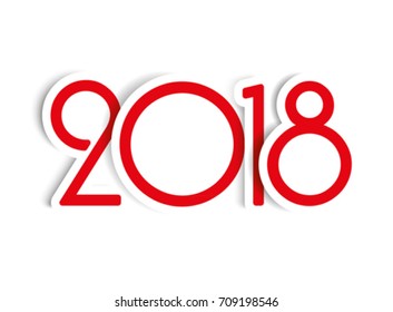 2018 New Year creative design for your greeting card in red color on white background. numbers design