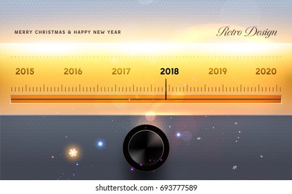 2018 New Year Design | Retro nostalgic radio tuner | Vintage warm light