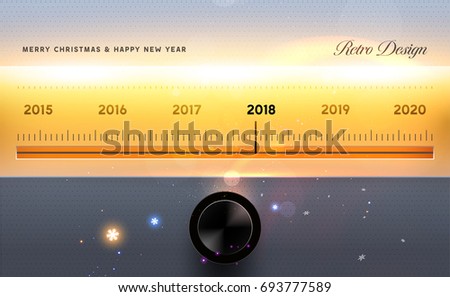 2018 New Year Design | Retro nostalgic radio tuner | Vintage warm light