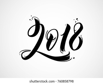 2018 New Year of the Dog handwritten lettering typography.  Modern brush calligraphy. Vector illustration