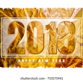 2018 New year. Figures on a gold shiny wrinkled texture Design greeting cards. Modern Christmas banner from 2018 offer, vector
