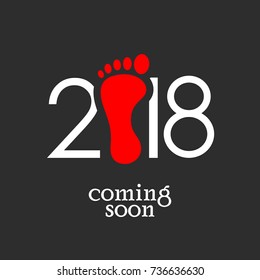 2018 New Year footstep vector poster illustration isolated on black background