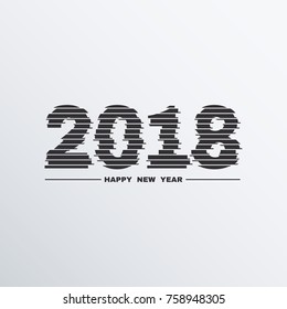 2018 New Year with Glitch effect. Banner or poster design on White background. Happy christmas. Vector illustration.