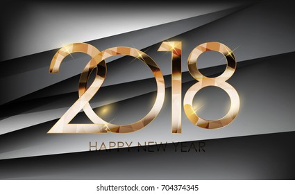 2018 New Year Gold Glossy Background. Vector Illustration EPS10