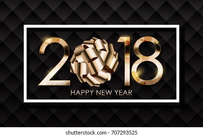 2018 New Year Gold Glossy Background. Vector Illustration EPS10
