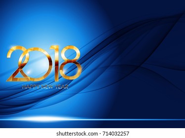 2018 New Year Gold Glossy Background. Vector Illustration EPS10