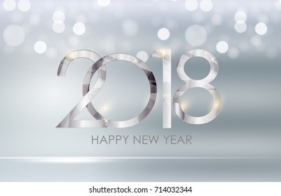 2018 New Year Gold Glossy Background. Vector Illustration EPS10