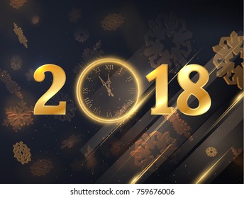 2018 New year golden background. Vector EPS10